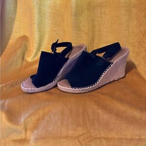 Tom’s espadrille wedge heels. Size 9. Black suede